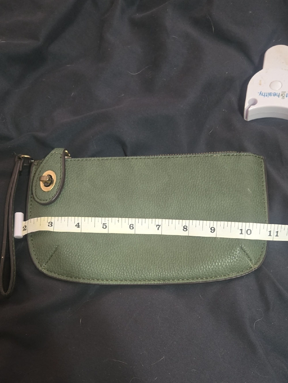 Green Leather Wristlet Clutch
